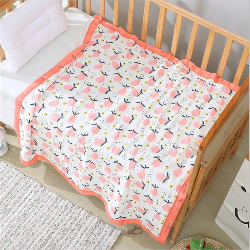 

120*150cm 6 Layers Gauze Cotton children play mat Muslin Baby Swaddle Blanket infant Gauze Receiving Blankets Kids Cover Bedding