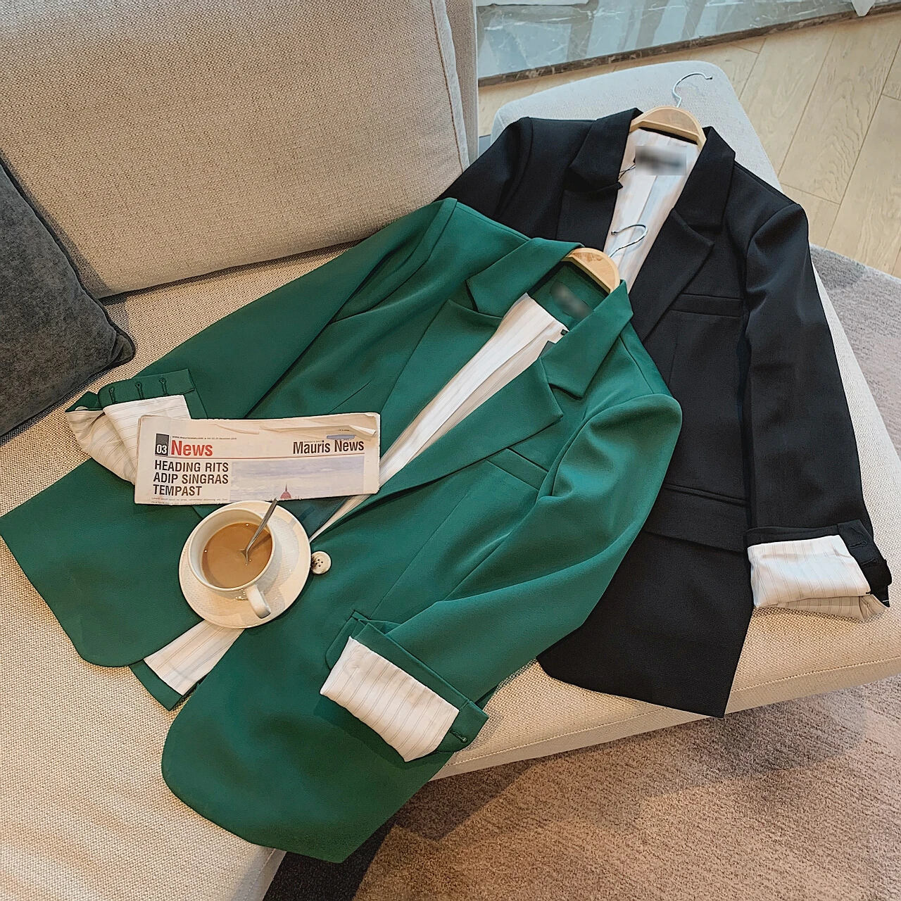 2023 Women Jacket Blazer Dress Trouser Suit With Shorts Coat Clothes Spring Female Green Oversize Outfit Poncho Office New Woman