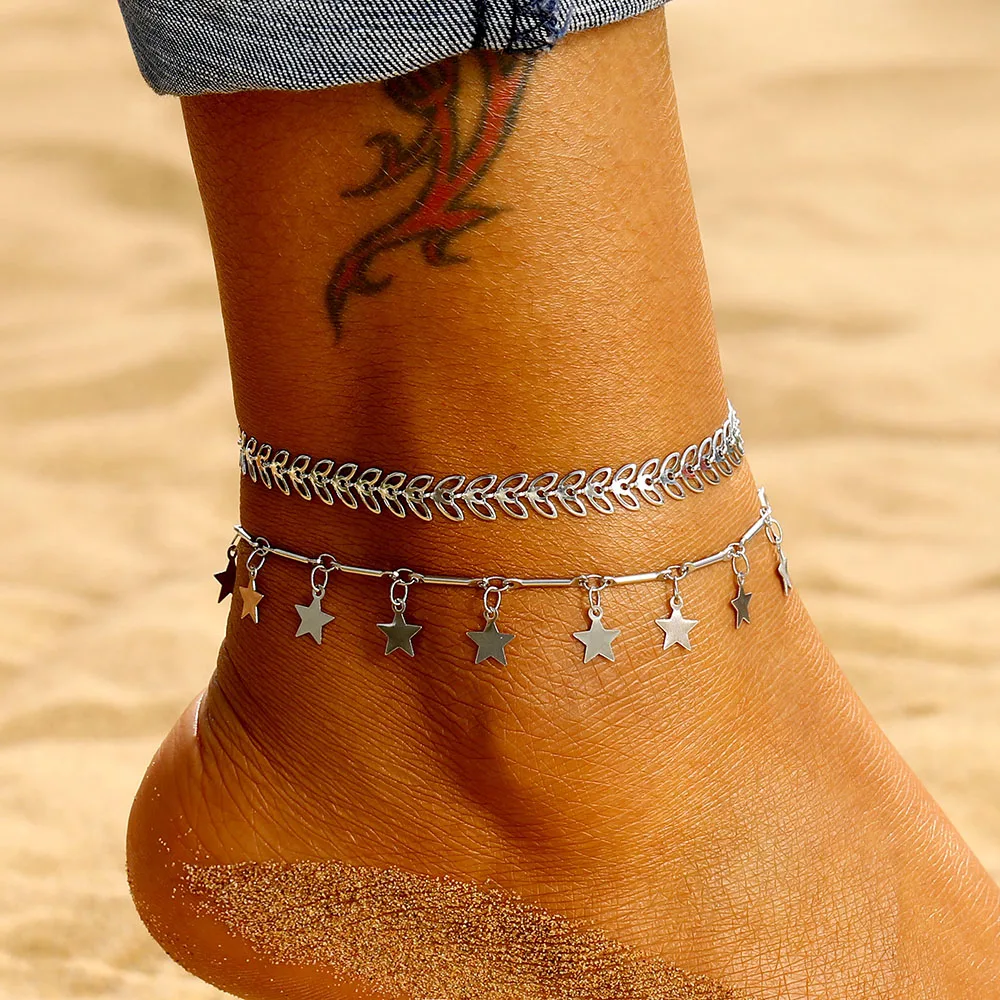 Sequins Arrow Chain Ankle Bracelet Silver Color Star Anklets For Women Boho Jewelry Beach Accessories Leg Foot Bracelet Anklet Sequins Arrow Chain Ankle Bracelet Silver Color Star Anklets For Women Boho Jewelry Beach Accessories Leg Foot Bracelet Anklet