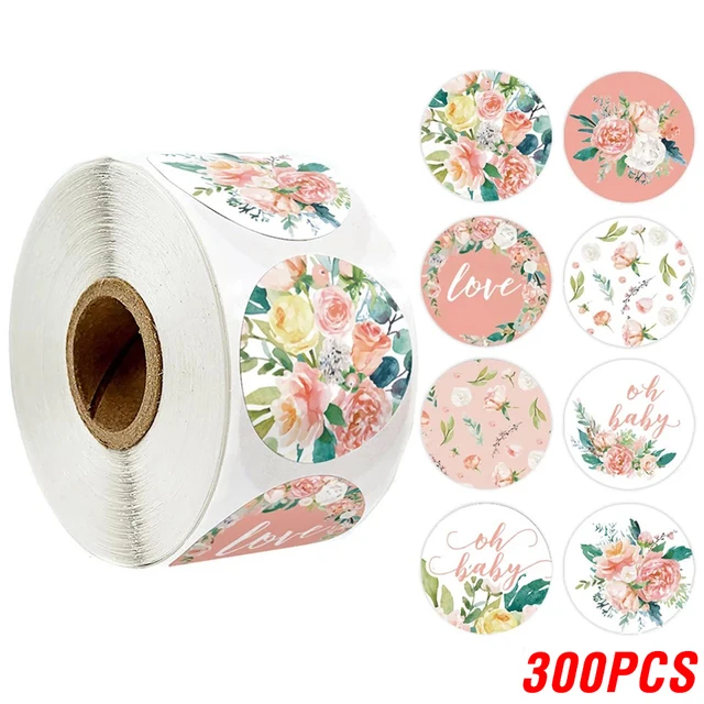 100-500pcs Thank You Sticker Envelope Seal Scrapbook Sticker Pink Heart Cute Round Sticker Stationery Label Stickers YH65-300pcs