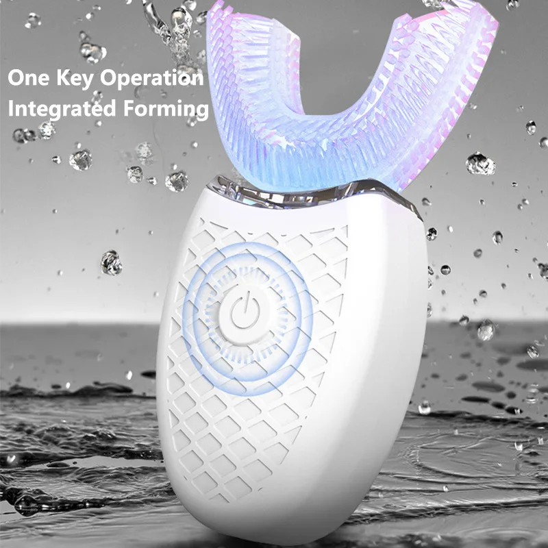 

360 Degrees Intelligent Automatic Sonic Electric Toothbrush U Type 4 Modes Tooth Brush USB Charging Tooth Whitening Blue Light
