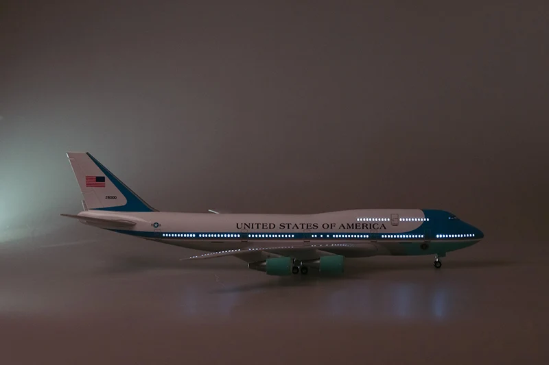 47 см 1/150 масштаб ВВС один самолет модель США boeing 747 литой самолет W светодиодный светильник и колеса смолы пластиковый сплав модель самолета