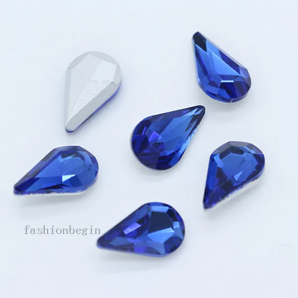 sapphire 20p 6x10 мм слеза с заостренным фольгированным дном назад стеклянный модный Камень Кристалл Стразы дизайн ногтей украшение ожерелье брошь ремонт ювелирных изделий - Цвет: sapphire