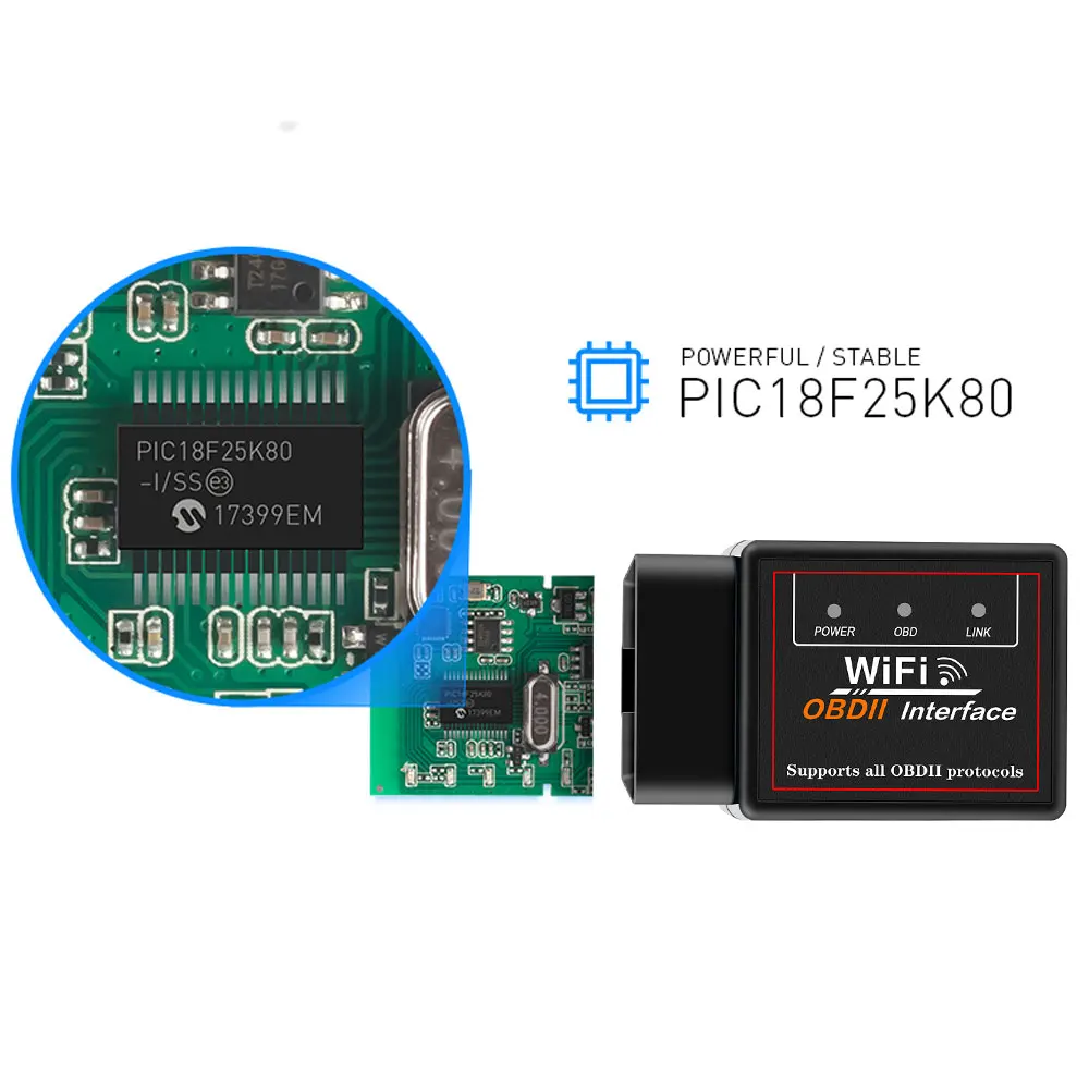 ELM327 V1.5 с чипом PIC18F25K80 obd считыватель кодов ELM 327 wifi OBD2 диагностический инструмент