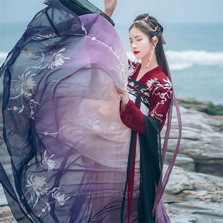 Hanfu женское сказочное платье в традиционном китайском стиле, одежда, женский новогодний карнавальный наряд, костюм танга, костюм для выступлений, народные танцевальные костюмы