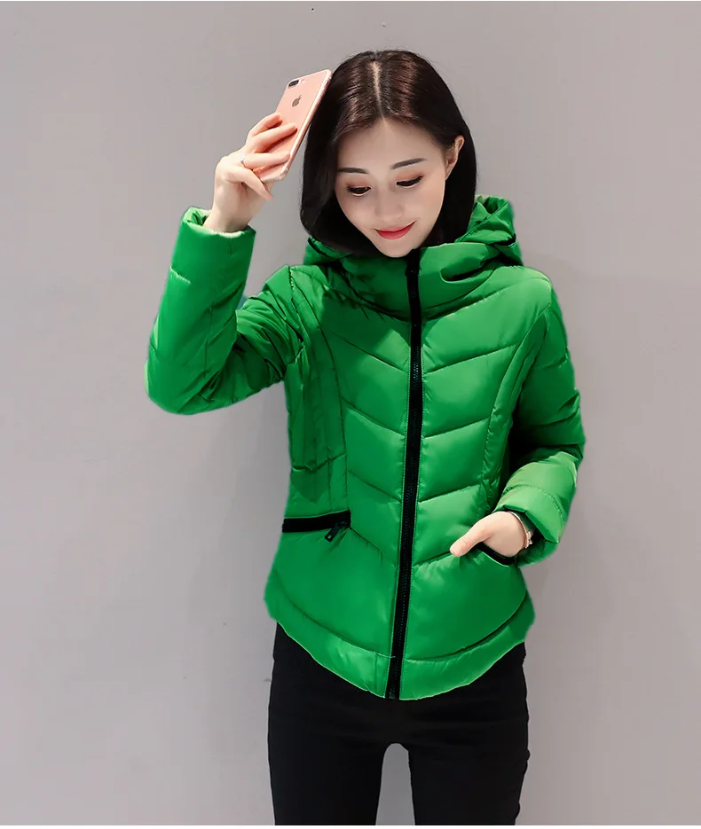New Style Small Cotton-Padded Jacket Thick Coat Winter Cotton-padded Clothes Women's Short Korean-style Slim Fit Hooded Cot