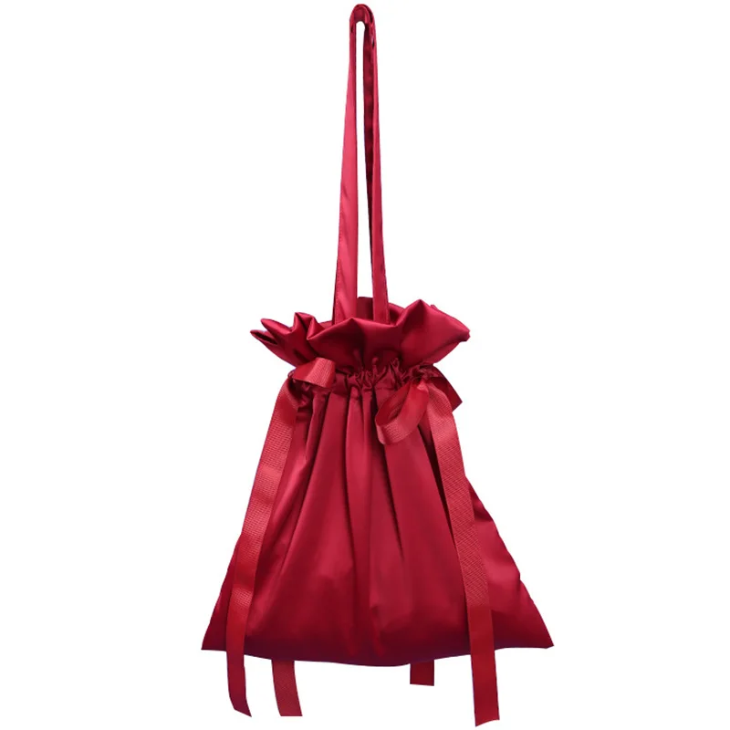 

Pleated Fringed Drawstring Handbag Ladies Pu Leather Shoulder Bag Ladies Fashion Messenger Bag