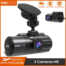 Vantrue 3 canais n4 traço cam 4k câmera maneira carro vídeo recoder dashcam câmera frontal e traseira com visão noturna para dvr carro táxi