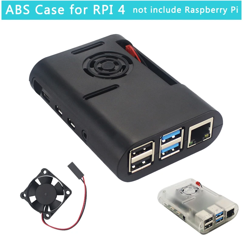 

Latest Raspberry Pi 4 ABS Shell Transparent Black Case Enclosure Box compatible Cooling Fan for Raspberry Pi 4 Model B
