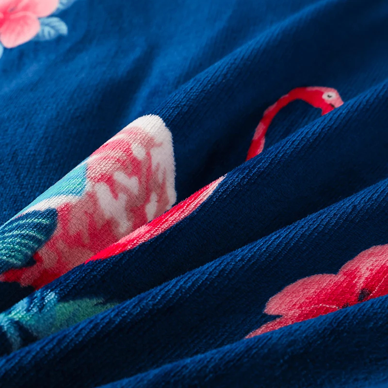 Bed Skirt Flannel Printing Type Dark Blue Bed Cover Elegant Bedspread Satin Cotton Bed Sheet for Wedding Decoration Bed Cover