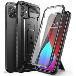 Ultimate Full-Body Rugged Holster Cover with Built-in Screen Protector & Kickstand for Pc + tpu (Black)