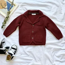 Свитера для маленьких мальчиков; кардиганы; коллекция года; сезон осень; Повседневные вязаные куртки с длинными рукавами для малышей; зимние детские вязаные топы; блейзер для мальчиков