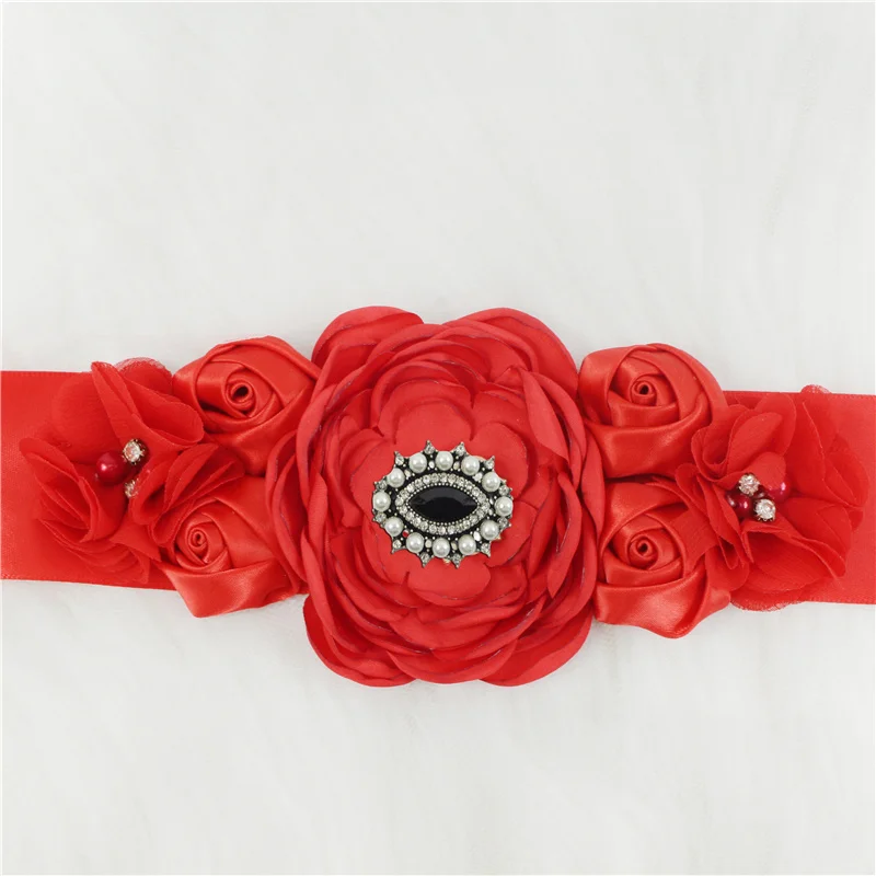 Luxury Rhinestone Rose Flower Wedding Belts Girdles for Women Dress Female Accessories Bridesmaid Bridal Sequin Belt