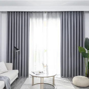 

Northern European-Style Nylon Spinning Physical Full Shade Imitation Linen Curtain Bedroom Hotel Living Room Fabric curtains