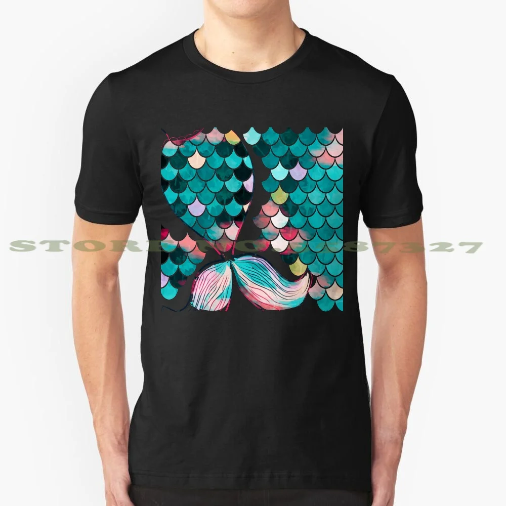 Mermaid Graphic Custom Funny Hot Sale Tshirt Blue Vibrant Ocean Sea Abstract Texture Grunge Summer Mermaidscales Scales | Мужская одежда