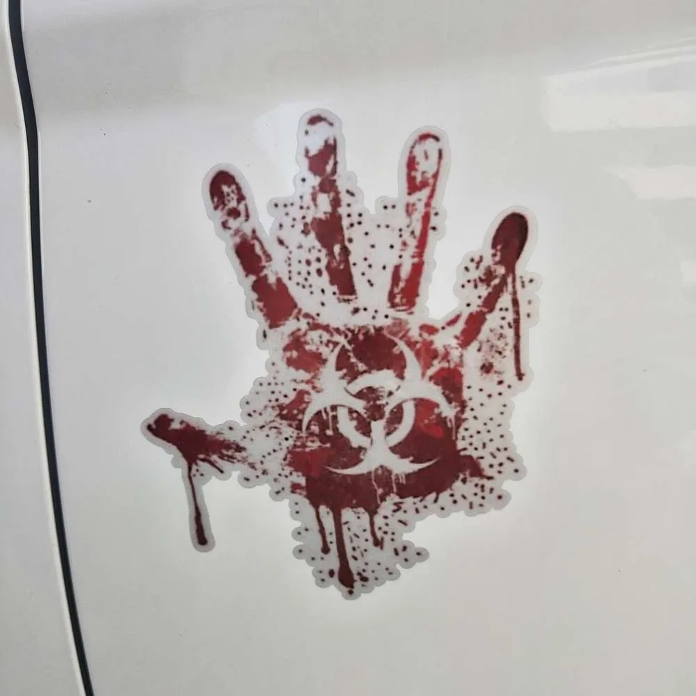 YJZT 12 2 см * 15 кровяная печать рук Biohazard зомби забавная наклейка для автомобилей