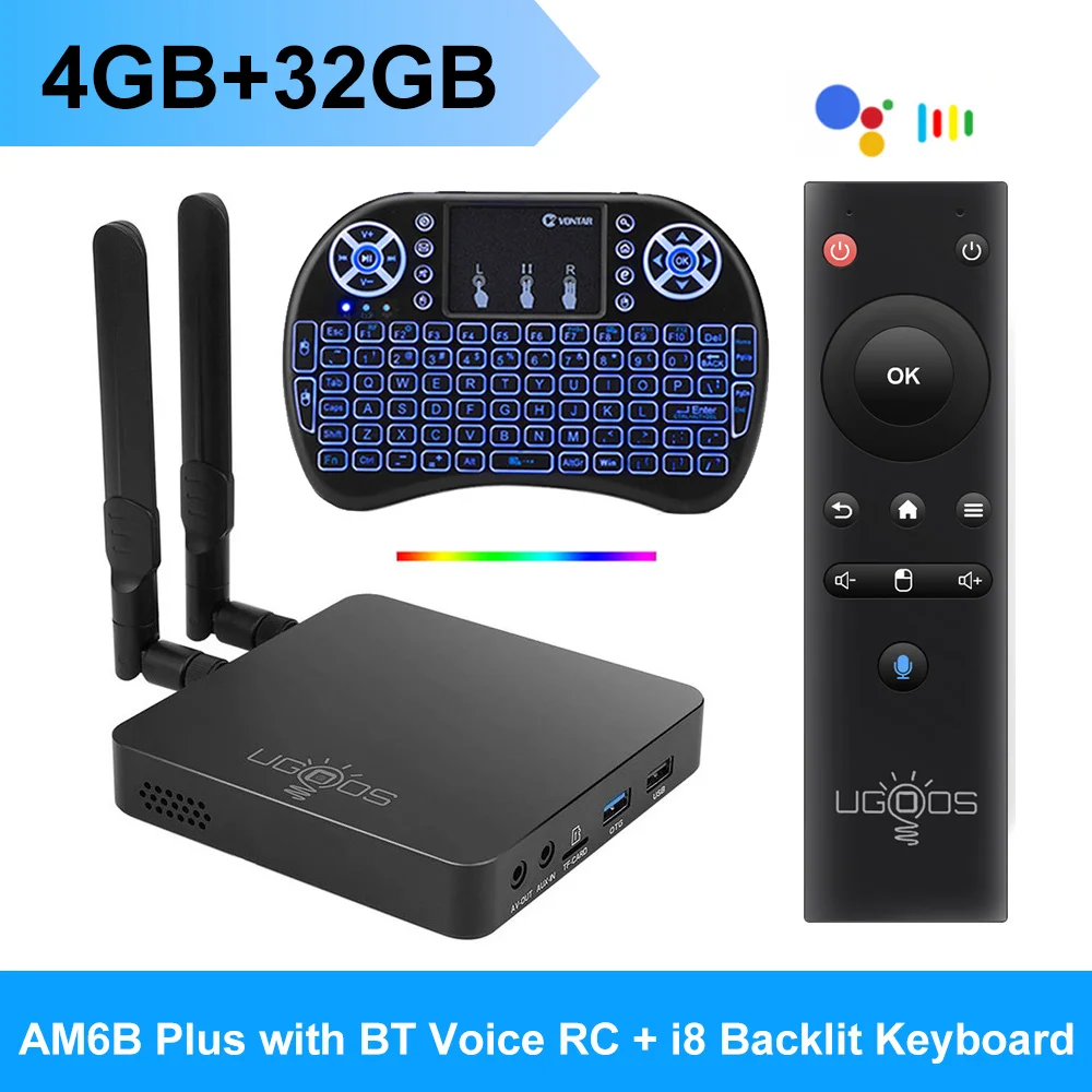 UGOOS AM6B Plus TV BOX Amlogic S922X-J Android 9.0 DDR4 4GB RAM 32GB WiFi6 1000M BT5.0 OTT 4K AM6 Plus TVBOX 