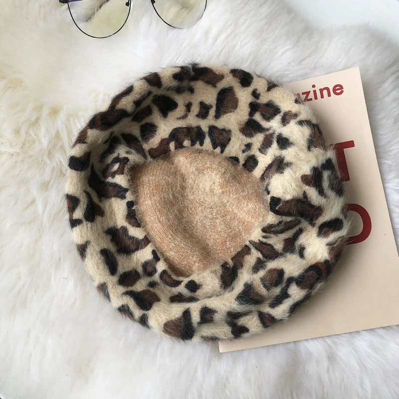 Elegant Leopard Warm Spring Autumn Winter Beret Women French Beret Hat for Women Beret Hat