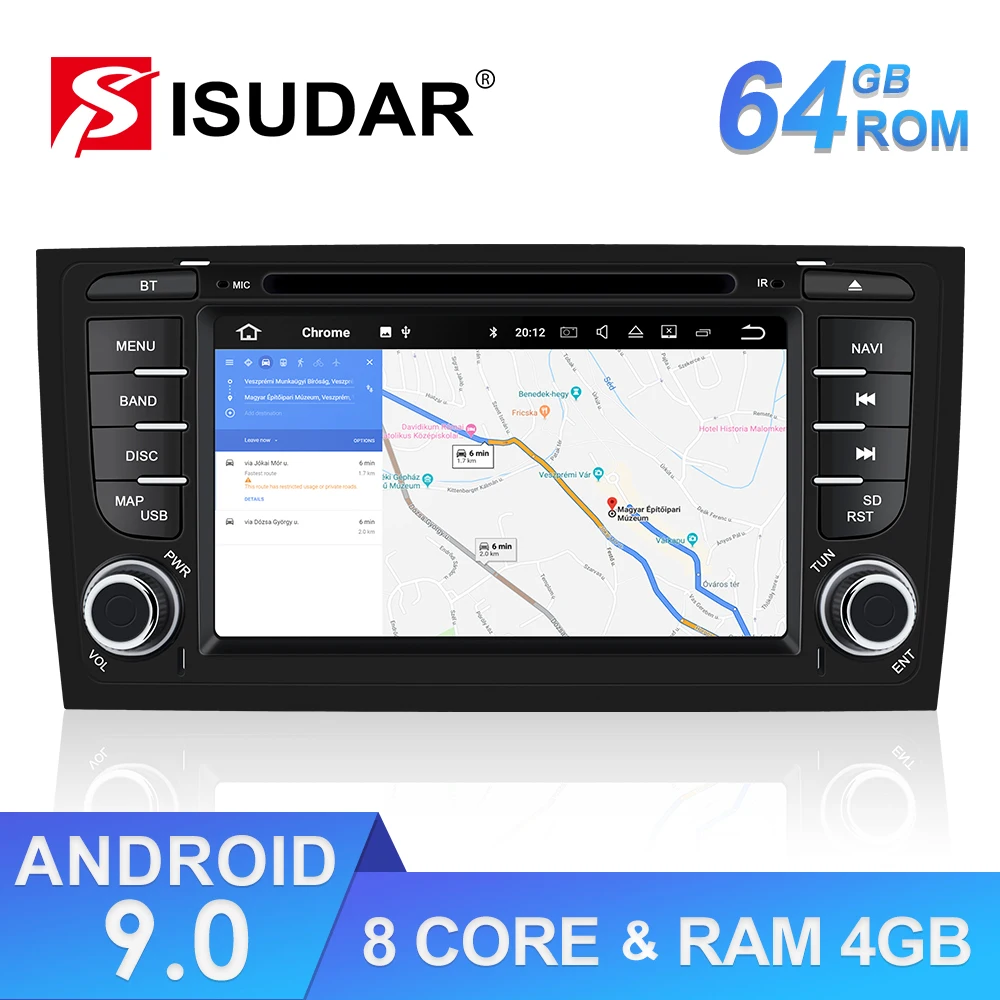 Isudar rom 64 Гб 2 Din Авто Радио Android 9 для Audi/A6/S6/RS6 автомобильный мультимедийный плеер gps DVD Восьмиядерный ram 4 Гб USB камера-видеорегистратор DSP