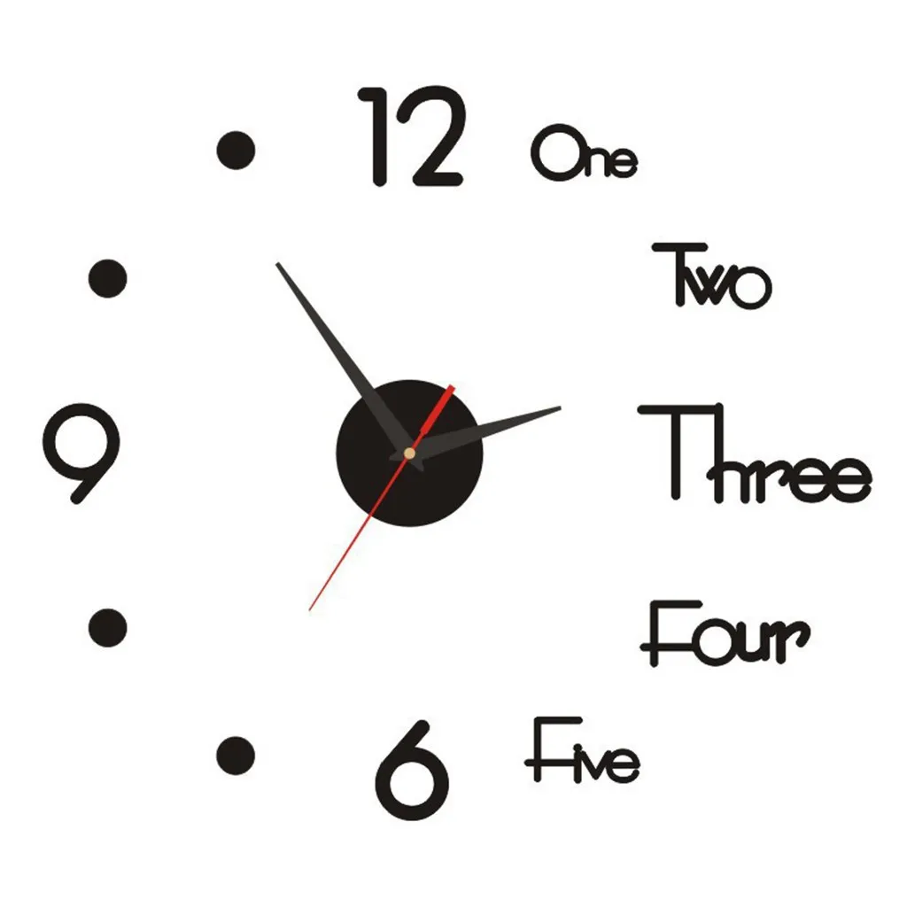 DIY Clock Acrylic Digital Wall 3D Stereoscopic Silent Electronic Mirror Stickers Home Decoration Living Room Needle | Дом и сад