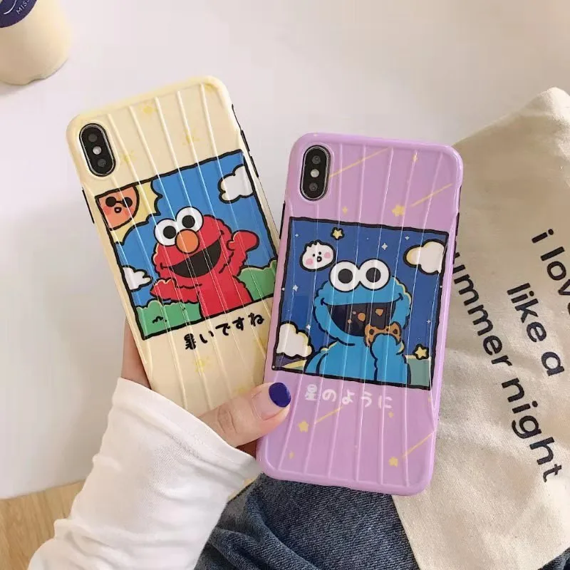 For iPhone 7plus case Retro Sesame Street Cookie monsters starry sky cute Couple Phone Case silicone cover for coque iPhone 7 7 Plus 6 8 6S Plus X XR Case for iPhone 11 Pro MAX XS MAX case tpu shell back cover