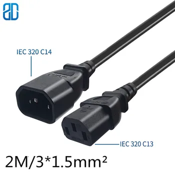 

C13-C14 2M 3*1.5mm IEC 320 C13 TO IEC 320 C14 Male To Female AC Power Extension Cable Cord for PDU Chassis UPS 10A 250V