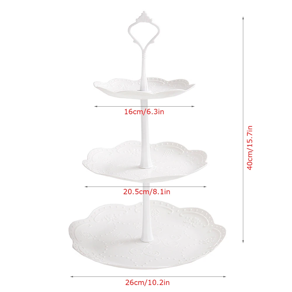 3 Tier Plastic Cake Stand Afternoon Tea Wedding Plates Party Dessert Plate Fruits Vegetable Storage Rack Tableware Tools Holder