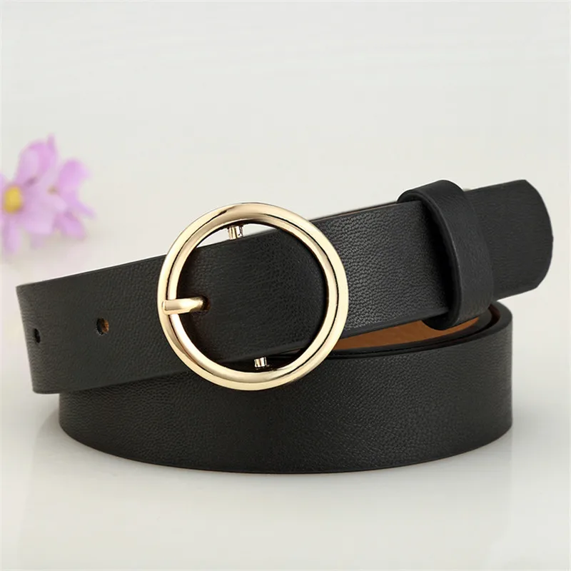 

top Women Gold Round Metal Circle Belt Female PU Leather Waist Belts Fashion Casual Small Belts Intimate Jeans Pants Accessories