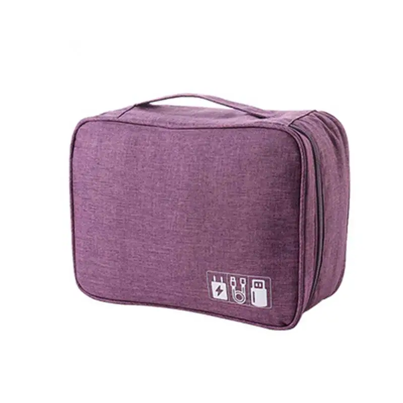 Purple Дорожная сумка для хранения, комплект, кабель для передачи данных, u-диск, Дополнительный внешний аккумулятор, электронные аксессуары, цифровой гаджет, устройства, разделитель, органайзер, контейнеры - Цвет: Purple