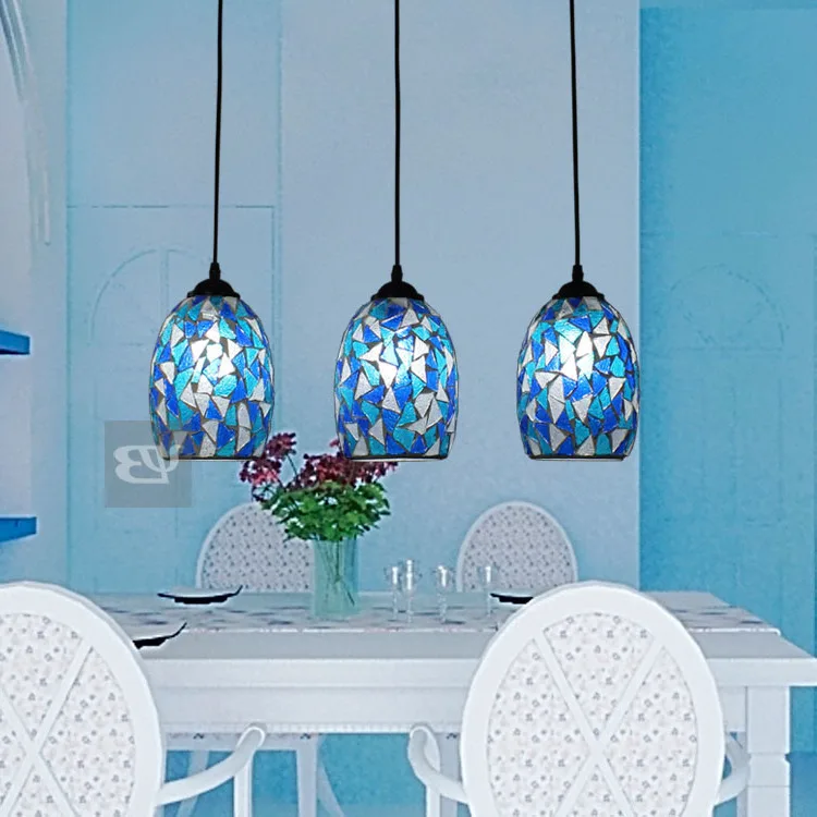 

Fashion Multithread Bohemia Mosaic Stained Glass Pendant Light Dining Room Bedroom Hanglamp E27 110-240v Bed industrial lamp