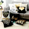 Love Black And White Bronzing Cushion Decorative Pillows Gold Foil Geometric Pillowcase Home Decor Sofa Throw Pillow 17*17inch 1
