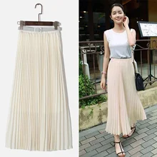 Весенние богемные плиссированные женские макси юбки осенние однотонные шифоновая длинная юбка с высокой талией женские элегантные черные юбки женские