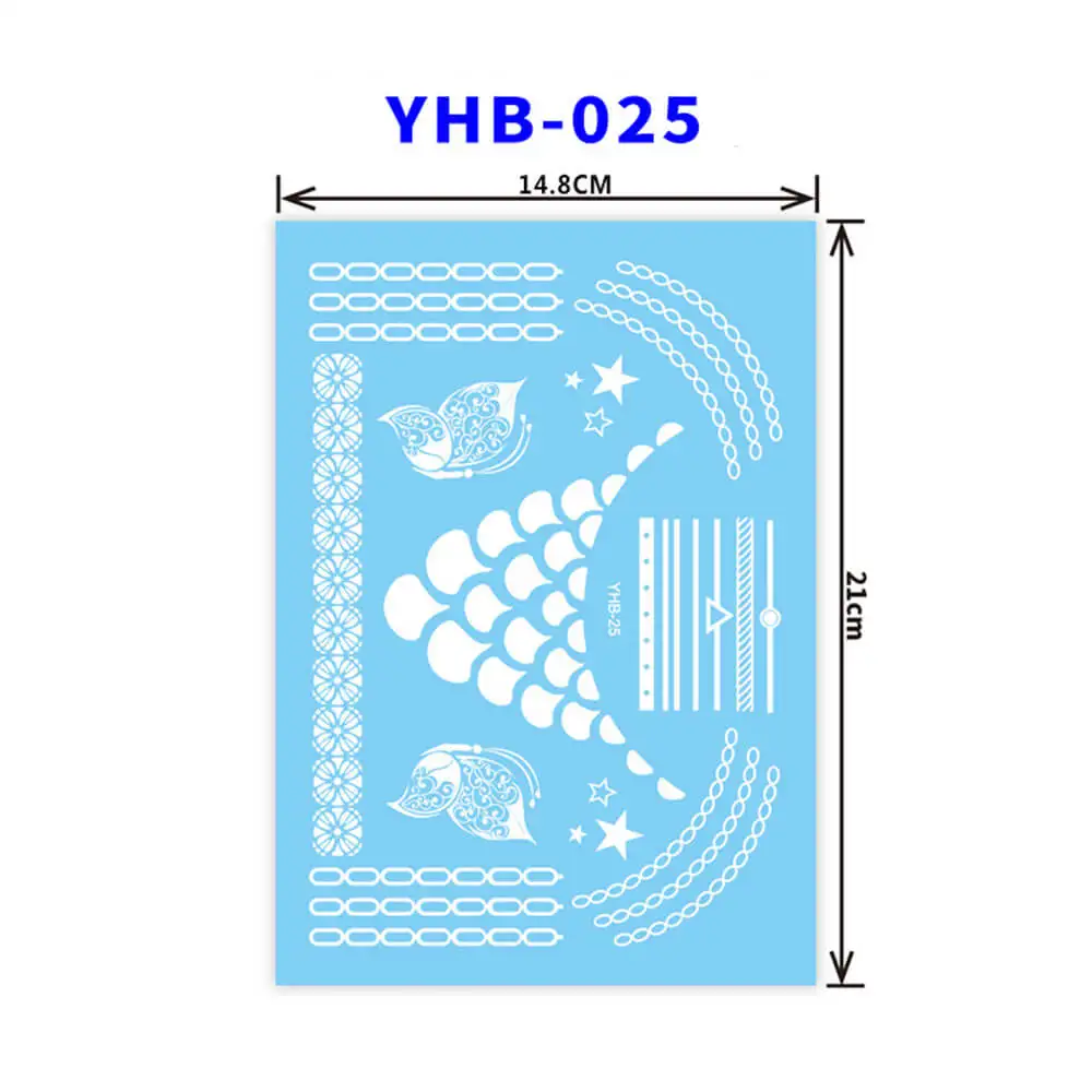 YHB-025 Сексуальная хна для росписи мехенди Татуировка колье из белого кружева цветок временная татуировка наклейка водостойкий боди-арт для свадьбы пляжа - Цвет: YHB-025