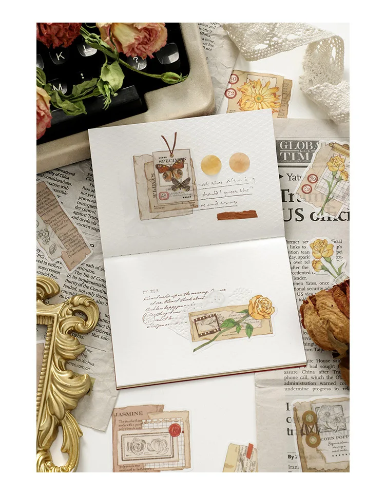 30pcs/1lot kawaii Stationery Sticker Vintage Flower affair Diary Planner junk journal Decorative Scrapbooking DIY Craft Sticker