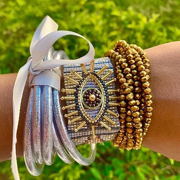 

Rttooas Turkish Evil Eye Bracelet Luxury Bracelets Handmade Woven Bileklik Armband Pulseras Mujer Moda 2020 Miyuki Bead Bracelet