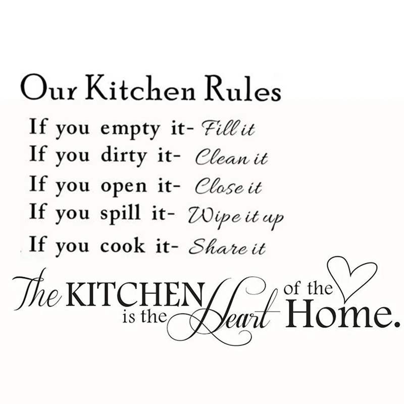Top-2 Pcs DIY Removable Wall Sticker : 1 Vinyl Mural Home Art Kitchen Rules Decal Decor Black & Novelty &quotThe I | Дом и сад
