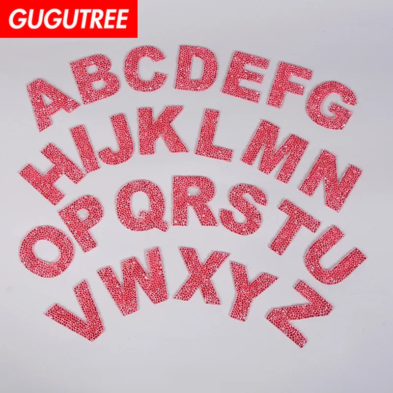 

GUGUTREE one set iron Stone letter alphabet patch cartoon patches badges applique patches for clothing ZS-93