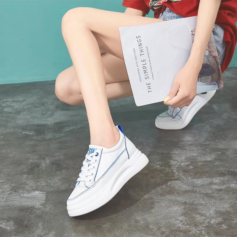 

2019 WOMEN'S Shoes Extra High Autumn New Style Lace-up Korean-style Versatile Microfiber White Shoes 3 Days Low-Cut 3 Days Shoes