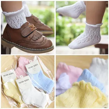 

Baby Girls Kids Toddler Solid Color Ankle Socks Fish net Cotton Lace Princess Ankle Mesh Socks
