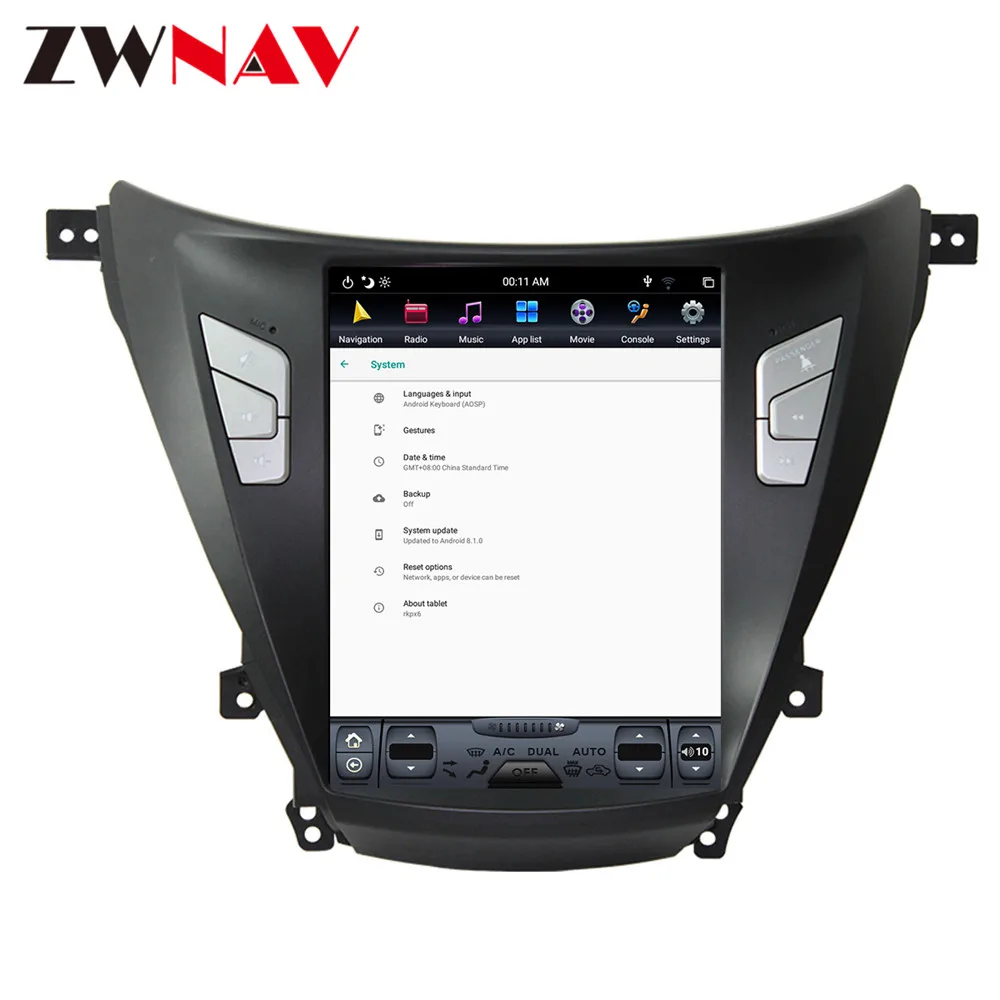 Excellent Android 8.1 4GB Tesla style Car GPS Navigation For Hyundai Elantra 2012-2016 Headunit multimedia player Auto radio tape recorder 4