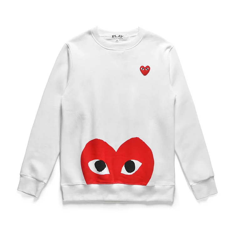 Autumn And Winter Japanese Style New Style Heart Ply Printed Letter Street Casual Pullover Couples round Neck Fleece Lined