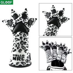 1 3 5 UT Golf Head Covers Plush PU Leopard Claw Shape Driver Fairway Wood Hybrid Head Cover Synthetic Leather with No. Tag
