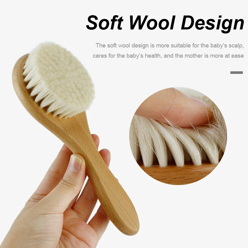 Natural Wooden Soft Wool Beard Brush