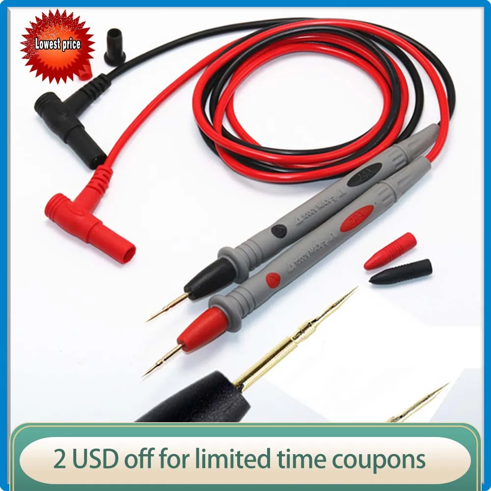 1 pair of digital multimeter probe soft silicone wire needle tip universal test line for LED tester Multimetro