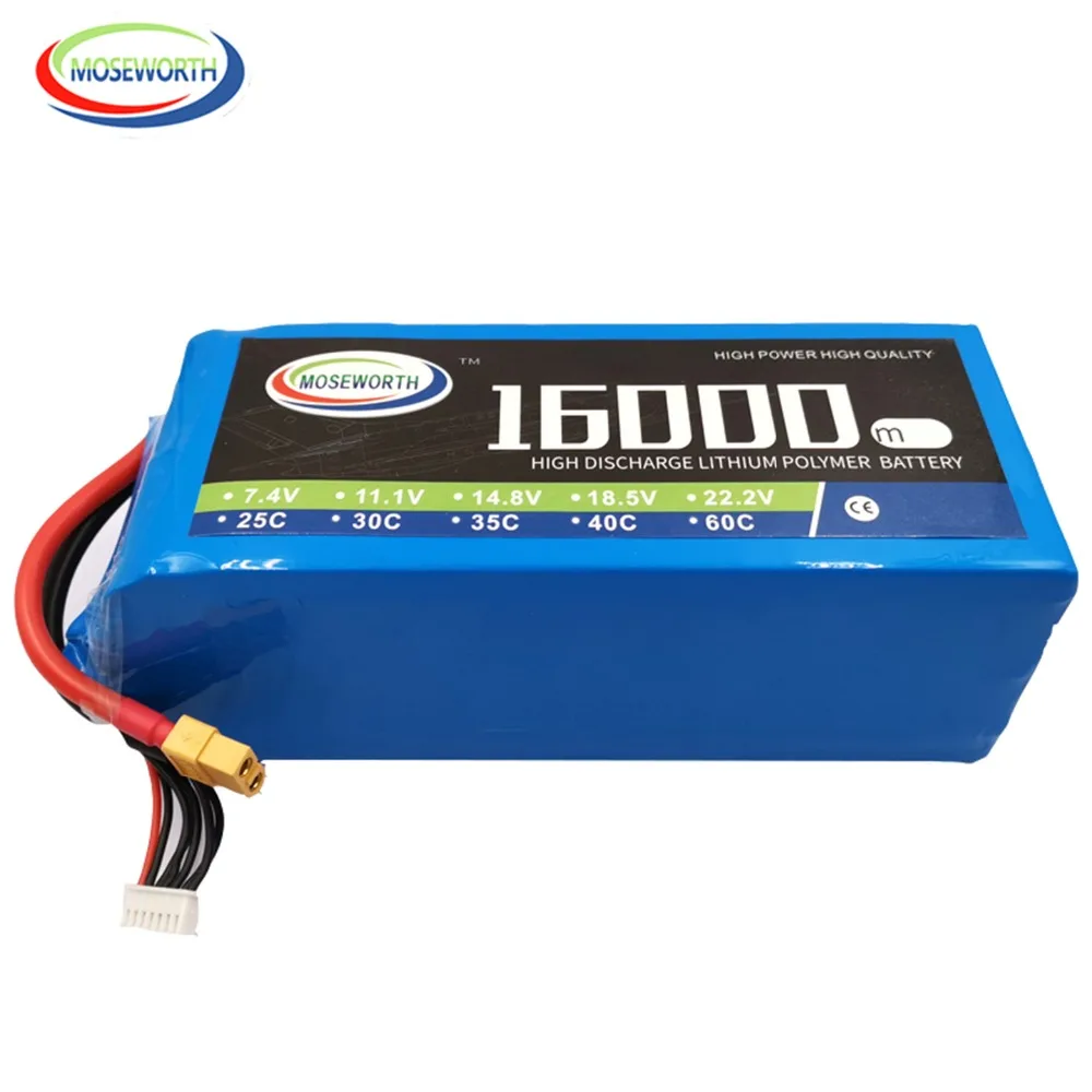 RC LiPo батарея 6S 22,2 V 16000mAh 25C для радиоуправляемого вертолета дрона квадрокоптера самолета автомобиля лодки грузовика 16A батареи LiPo 6S RC AKKU