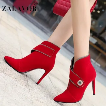 

ZALAVOR Sexy Women Point Toe Pumps Wedding Party Office Ladies High Heel Shoes Women Zipper Beading Dating Pumps Size 33-43