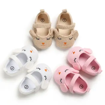 

PUDCOCO Lovely Newborn Baby Shoes Girls Knitted Soft Sole Crib Shoes Infant Cartoon Prewalkers 0-18M