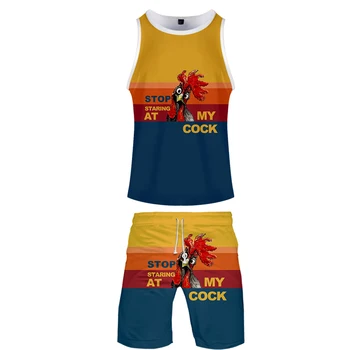 

2020 Stop staring at my cock two piece set tank top and shorts Harajuku tank top streetwear basketball Sleeveless for Men/Women