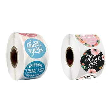 

2Roll/Set 1 Inch Thank You Sticker Roll Supplies for Business Thank You Labels for Gifts Envelopes Bags