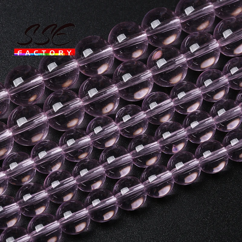 Smooth Pink Quartzs Crystal Glass Beads For Jewelry Making Round Spacer 4 6 8 10 12 mm Diy Bracelet Necklace 15&quot Strand | Украшения и